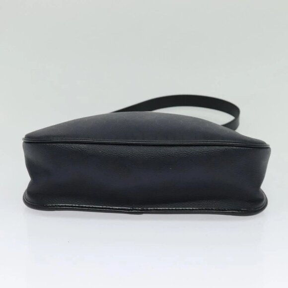 Christian Dior Honeycomb Canvas Shoulder Bag PVC Black Gold Auth 130145